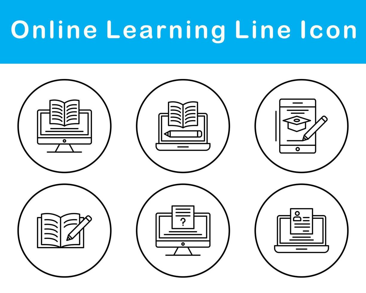 Online Learning Vector Icon Set