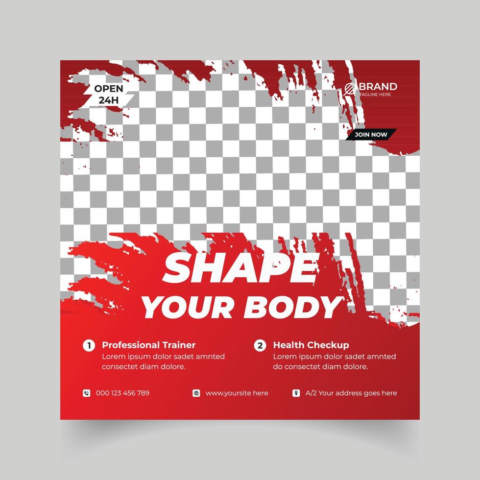 Fitness social media post design vector