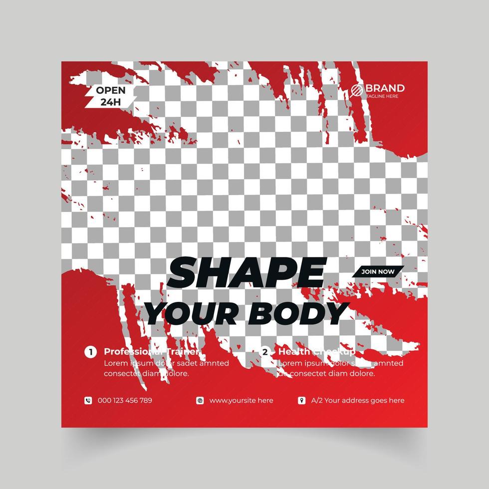 Fitness social media post design vector