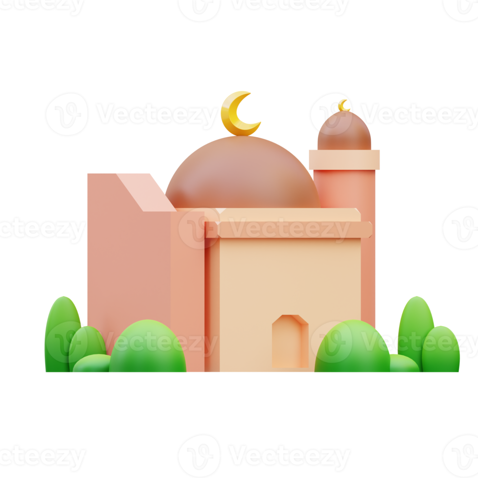 3d render Ramadan mosque icon illustration, suitable for ramadan themes, banner ramadan themes, web, app etc png