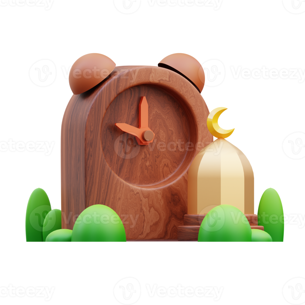3d render Ramadan alarm icon illustration, suitable for ramadan themes, banner ramadan themes, web, app etc png