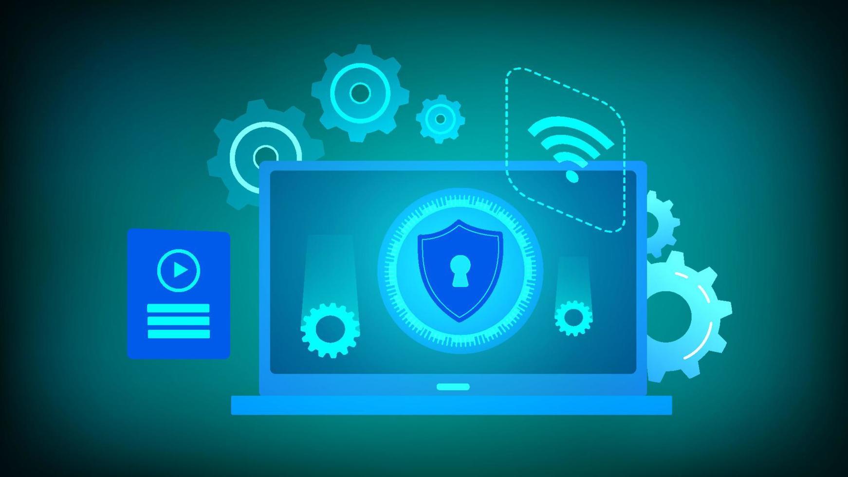 Security Awareness, Cyber technology security, Blue abstract hi speed internet technology, vector