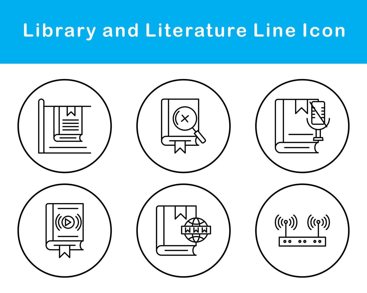 Library And Literature Vector Icon Set