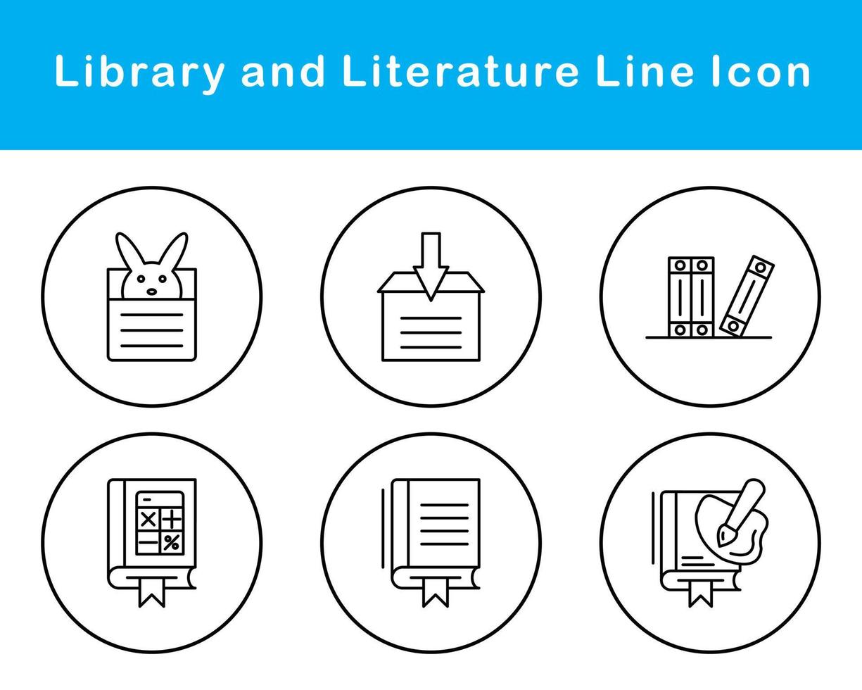 Library And Literature Vector Icon Set