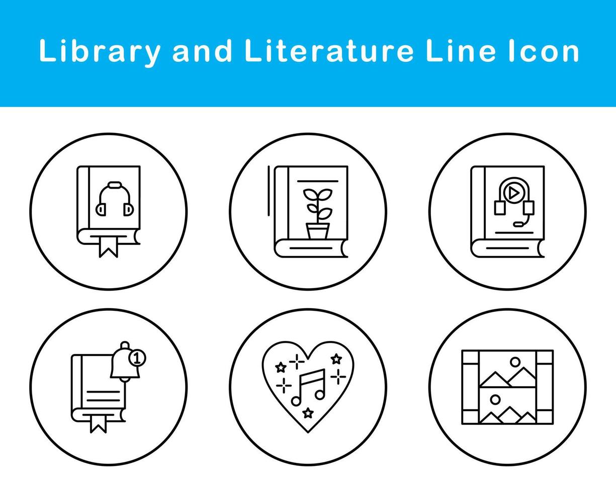 Library And Literature Vector Icon Set