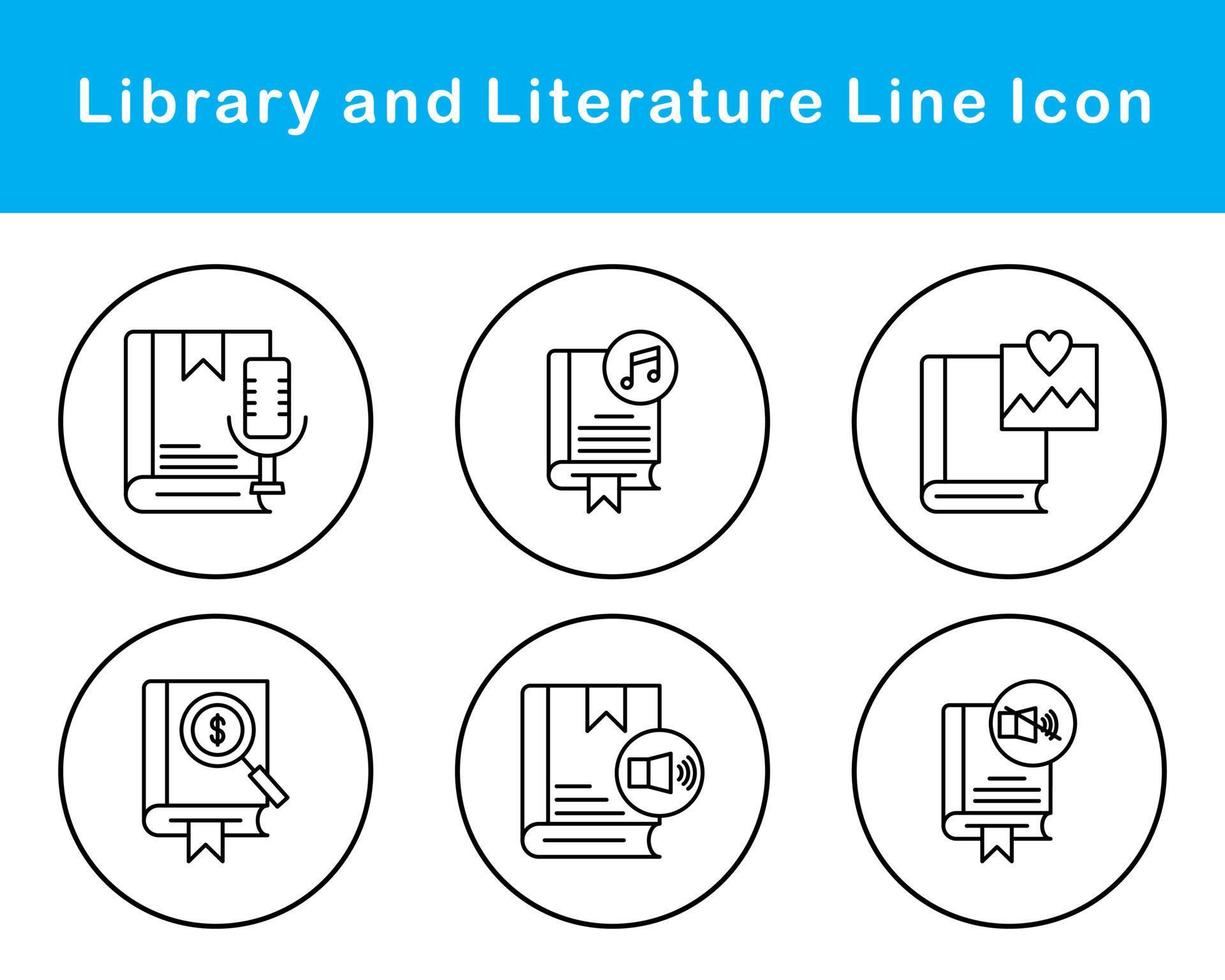 Library And Literature Vector Icon Set