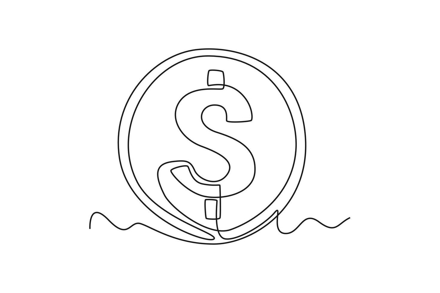 Single one-line drawing us dollar coin currency from USA. Country currency concept continuous line draw design graphic vector illustration