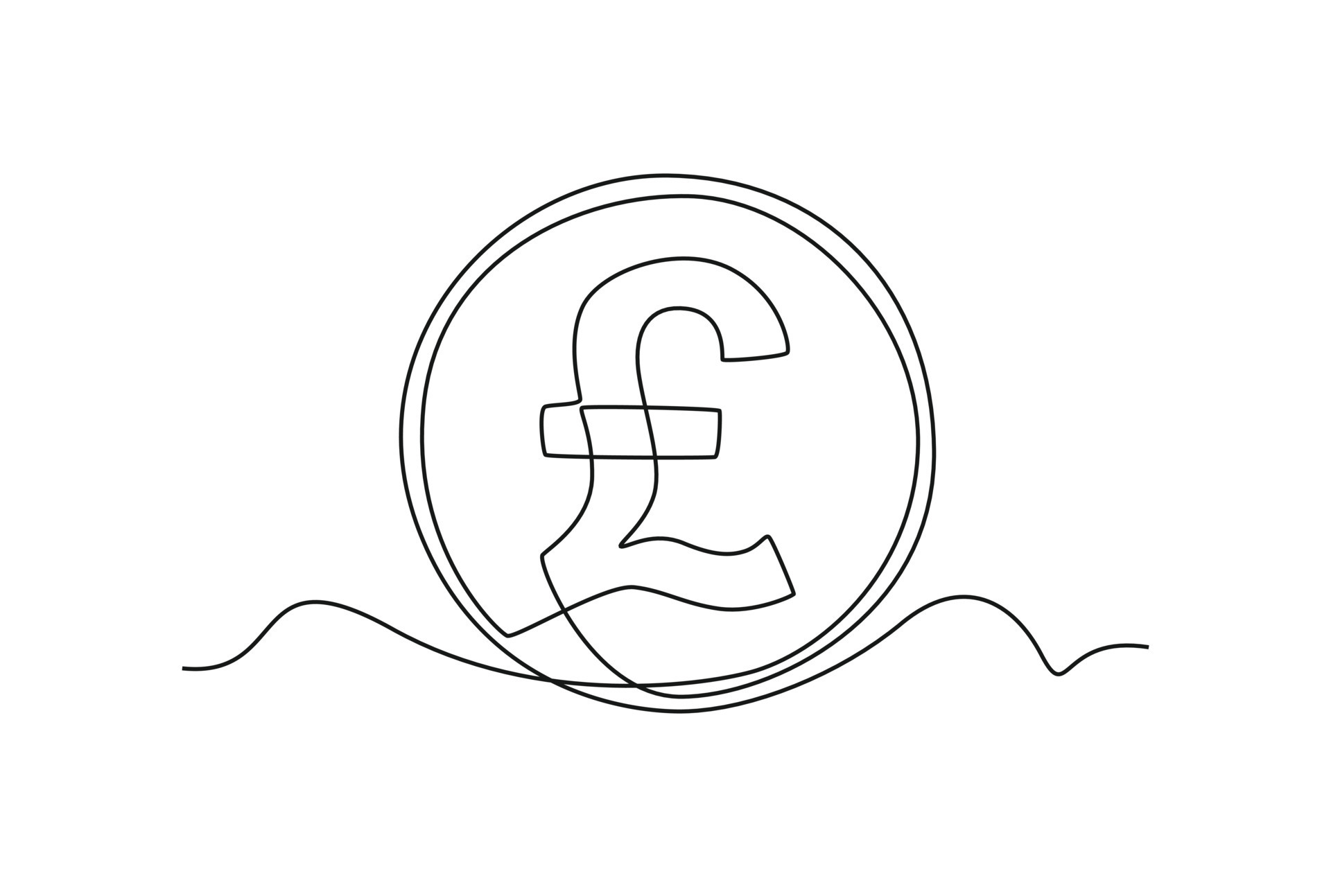 Single one-line drawing pound sterling coin currency from England. Country  currency concept continuous line draw design graphic vector illustration  21458161 Vector Art at Vecteezy