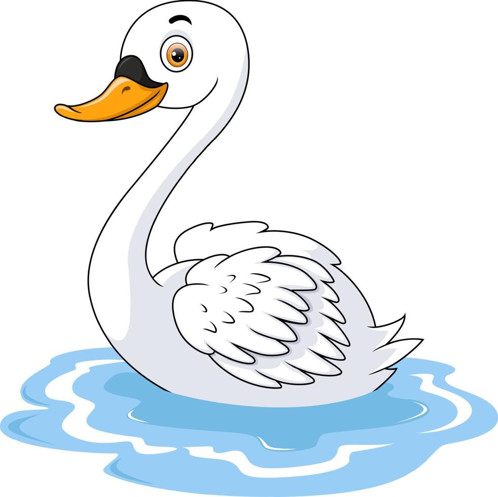 Cute swan cartoon on white background vector