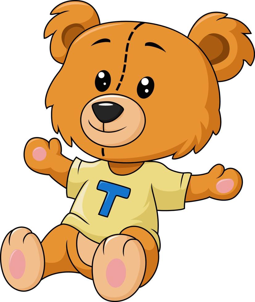 Cute teddy bear cartoon on white background vector