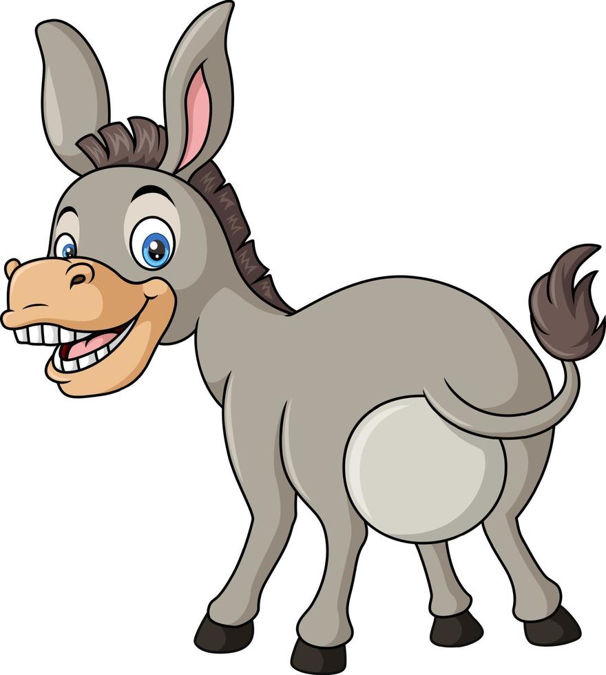 Cute happy donkey cartoon on white background vector