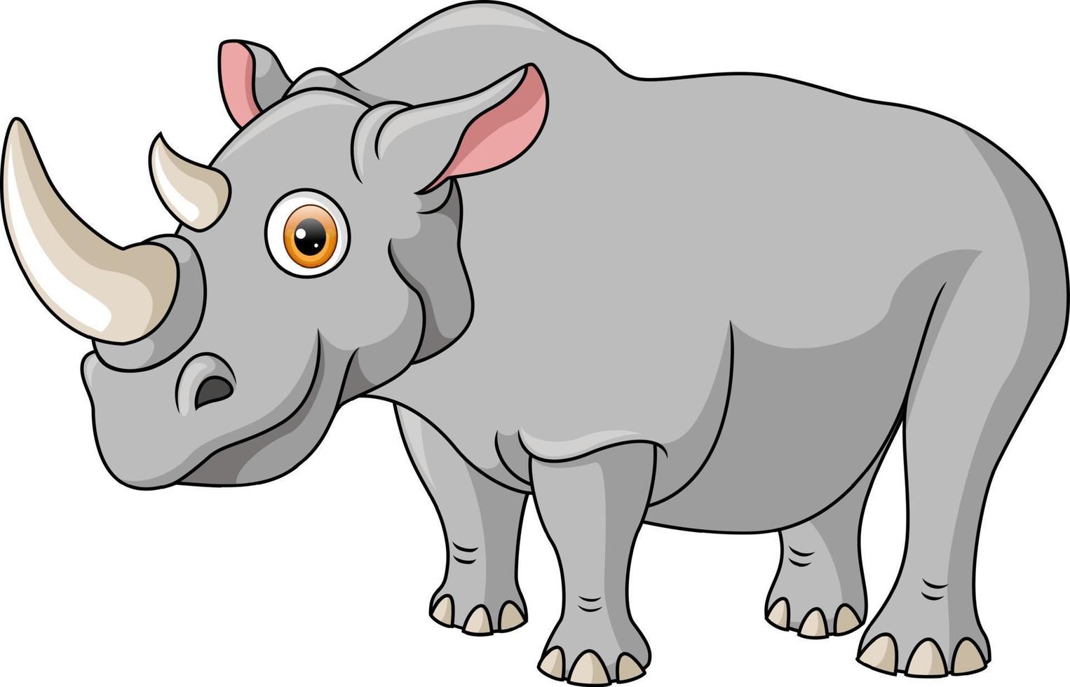 lindo, rinoceronte, caricatura, blanco, plano de fondo vector