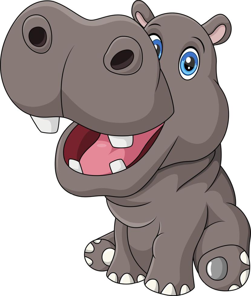 Cute baby hippo cartoon sitting vector