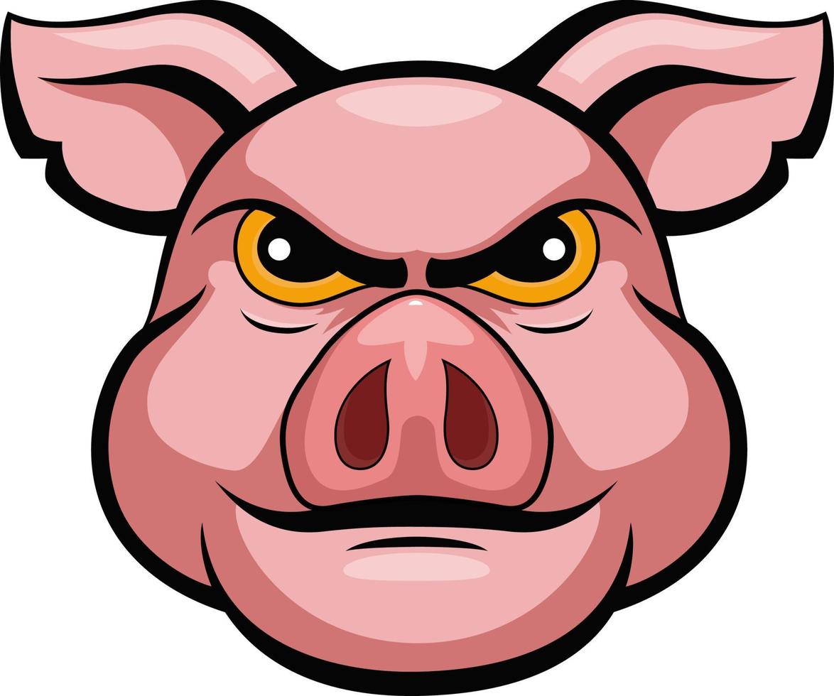 Cartoon pig head mascot design vector