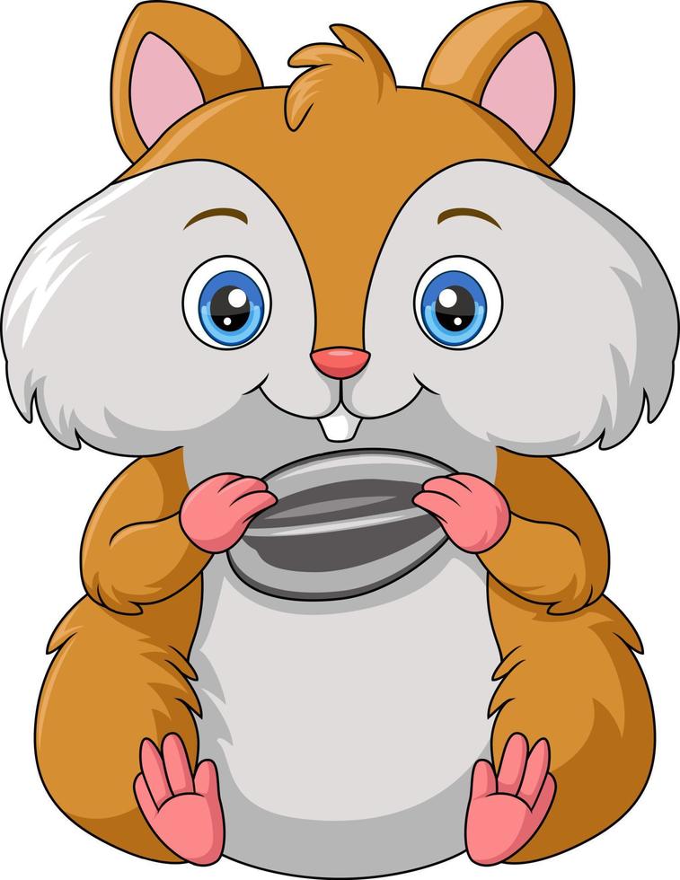 Cute baby hamster eating sunflower seed vector