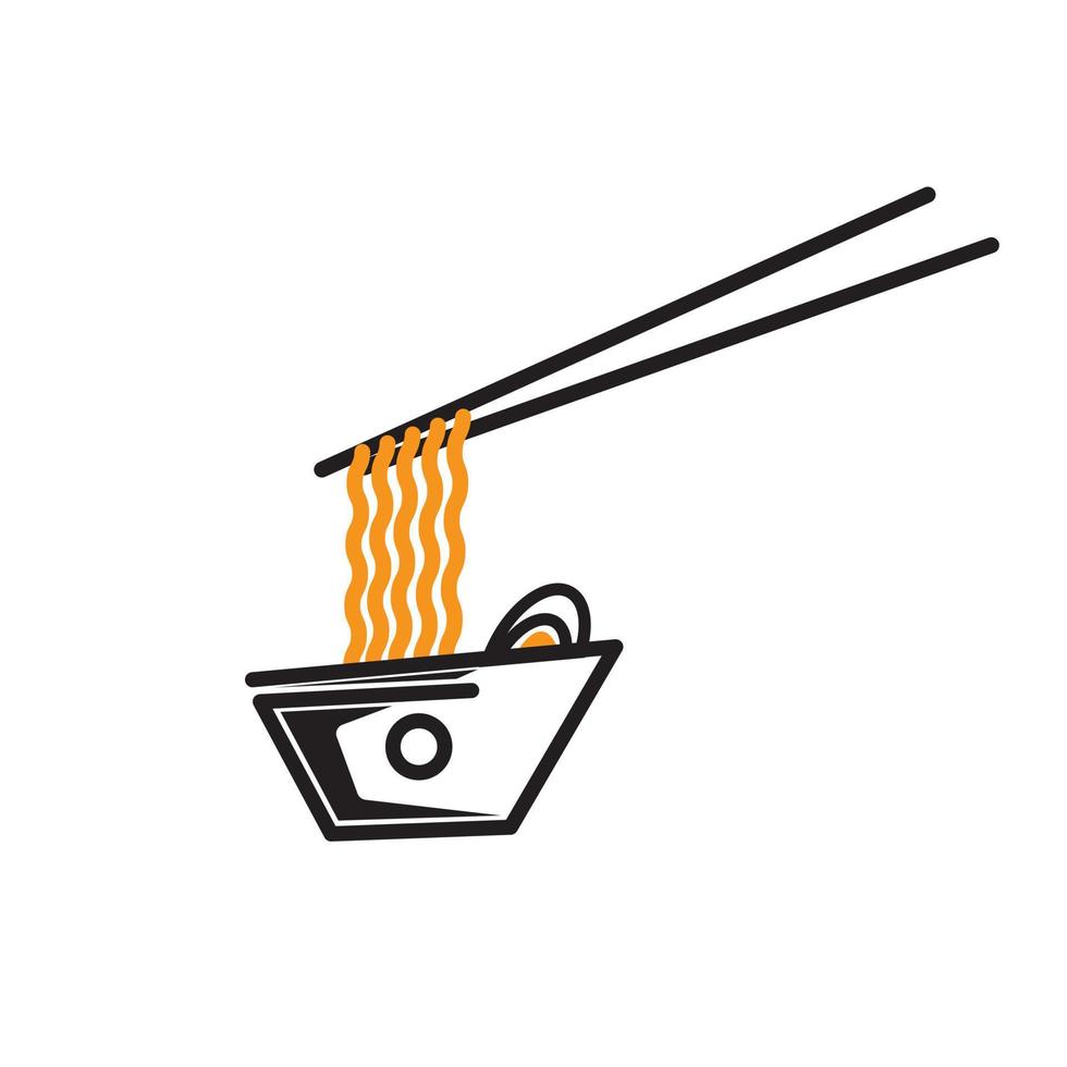 noodle bowl with chopstick vector