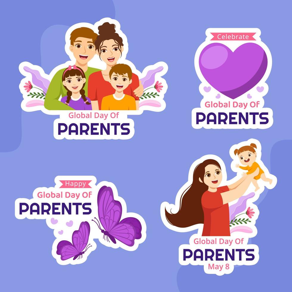 Global Day of Parents Label Flat Cartoon Hand Drawn Templates Background Illustration vector
