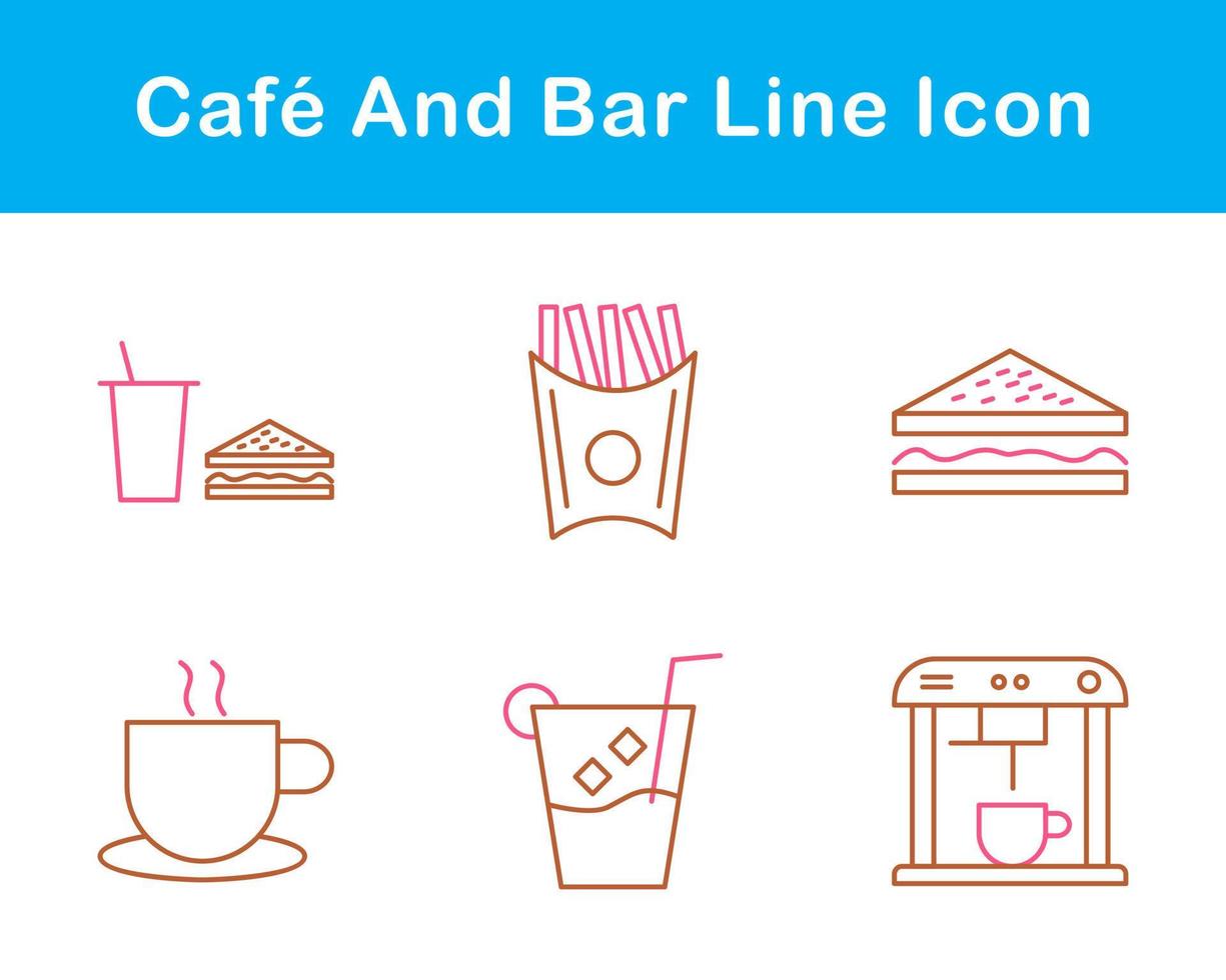 café y bar vector icono conjunto