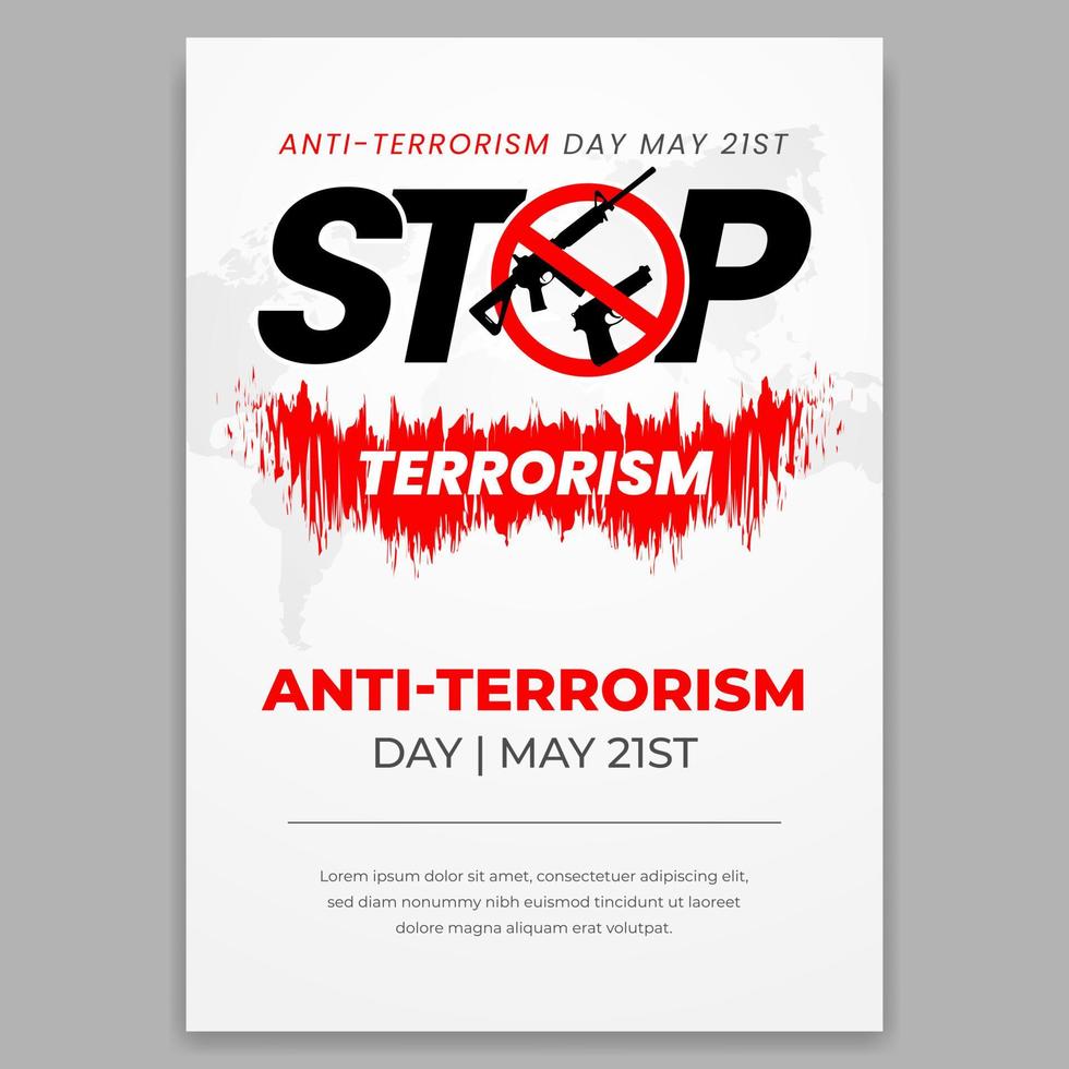 Anti-terrorism day May 21st with stop terrorism campaign flyer design vector