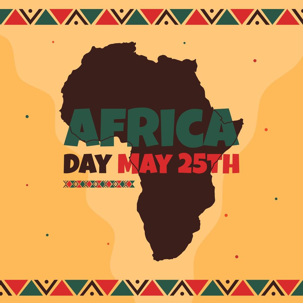 Africa day May 25th banner with map and african pattern illustration vector