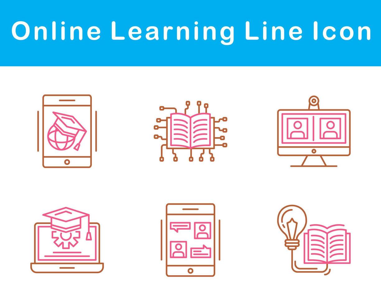 en línea aprendizaje vector icono conjunto