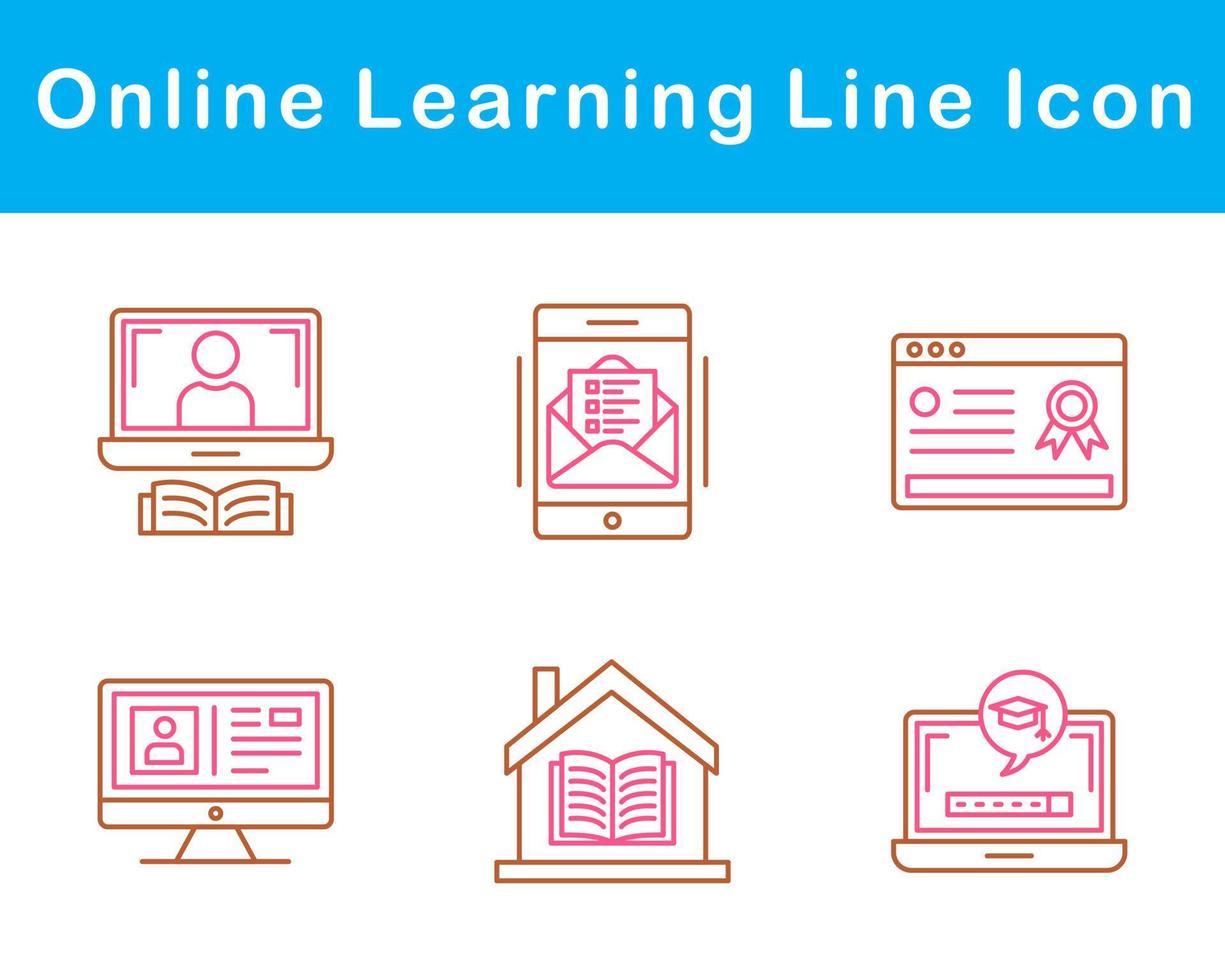 en línea aprendizaje vector icono conjunto