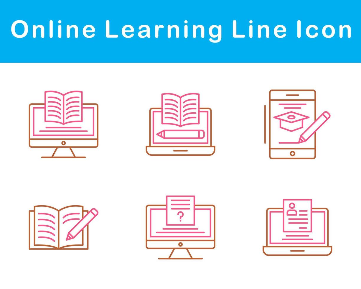 en línea aprendizaje vector icono conjunto
