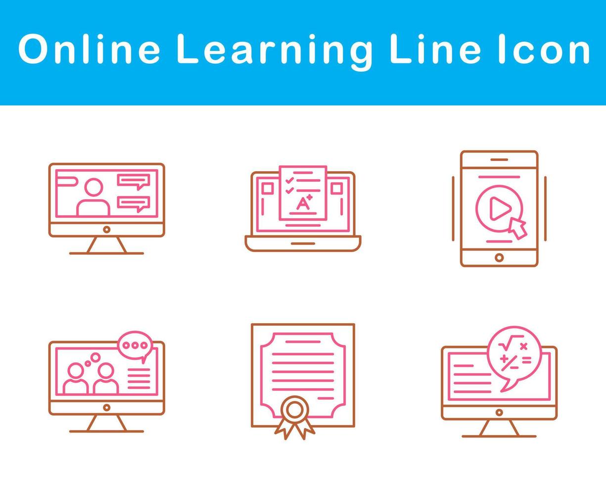 en línea aprendizaje vector icono conjunto