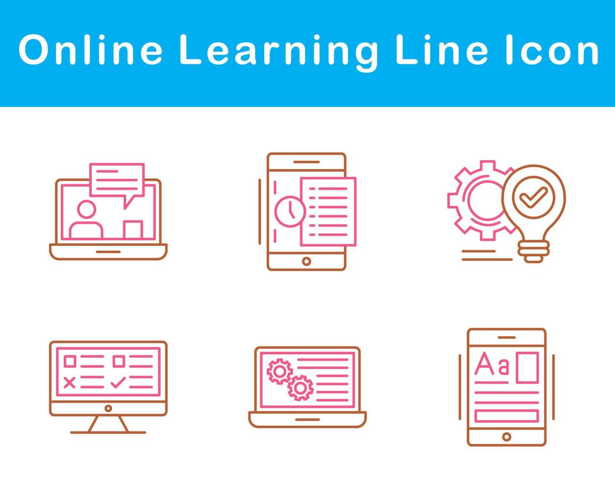 en línea aprendizaje vector icono conjunto