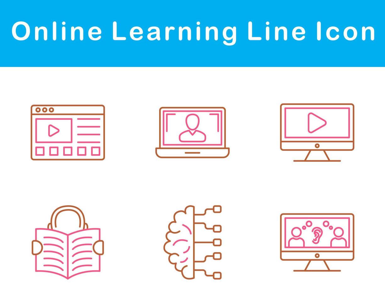 en línea aprendizaje vector icono conjunto