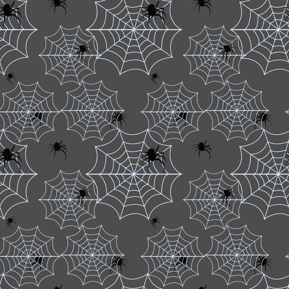 Seamless pattern with spider web. Halloween decoration with cobwebs. Spiderweb flat vector illustration. Horror, fear, creepy cartoon art concept. Outline sketch on black background.