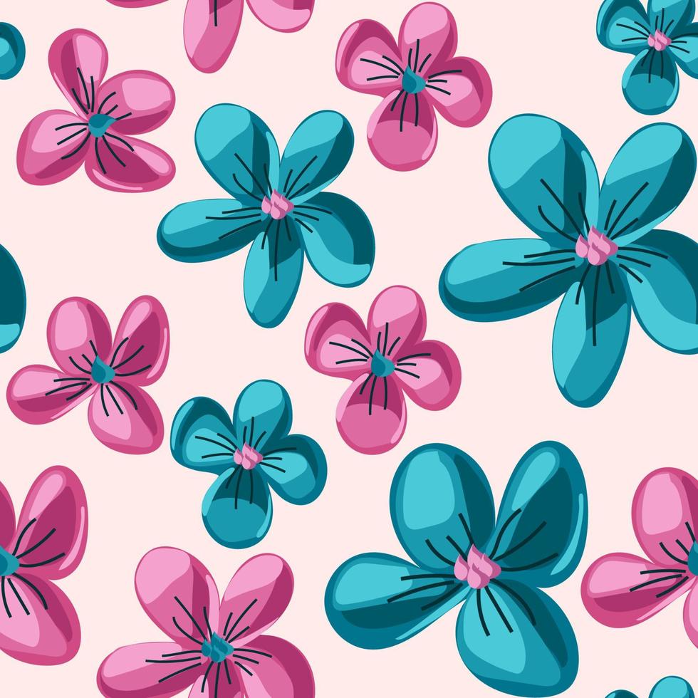 Hand drawn summer floral background. Botanical seamless pattern made of