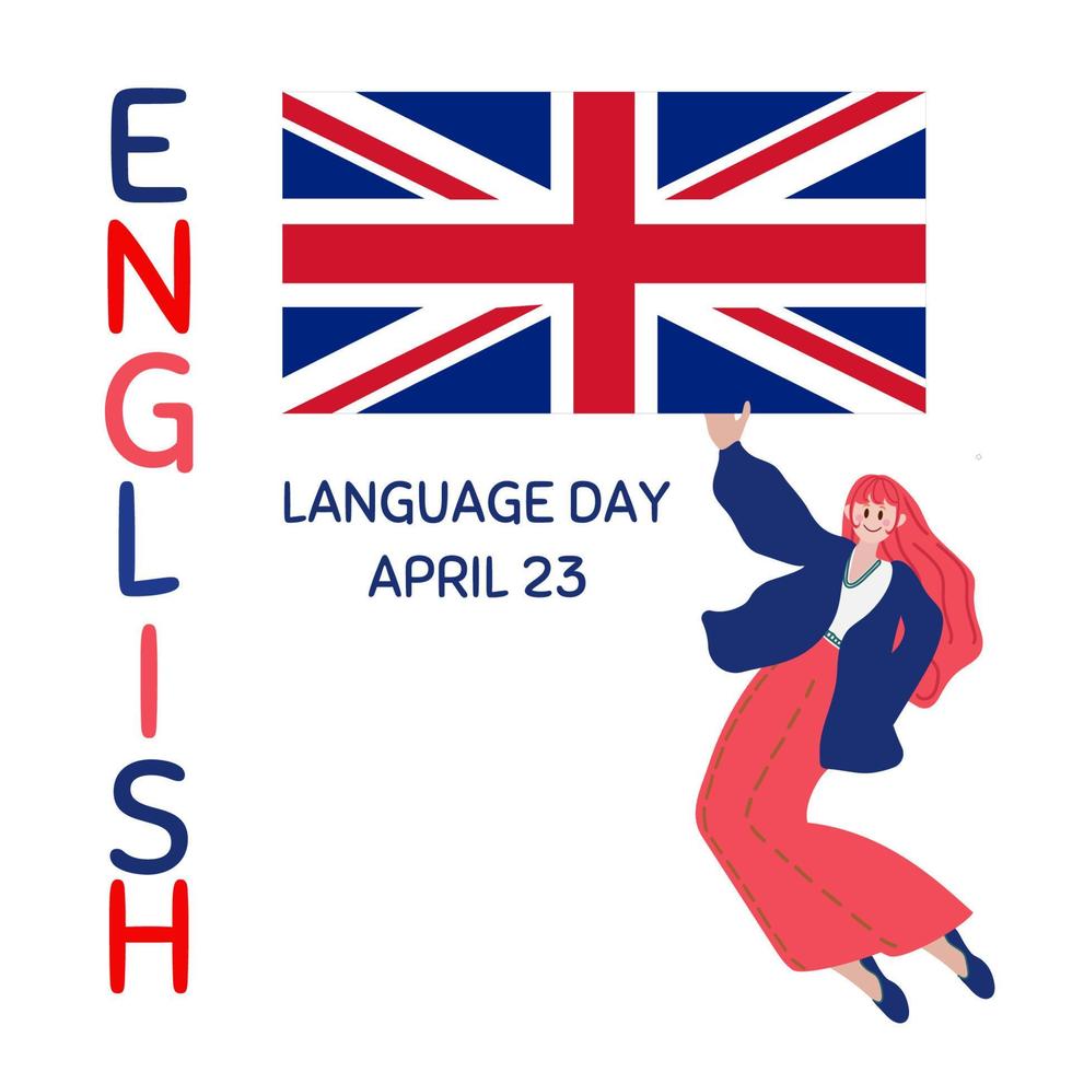 English Language Day. April 23. Holiday concept. Template for background, banner, card, and poster with text inscription. Vector illustration
