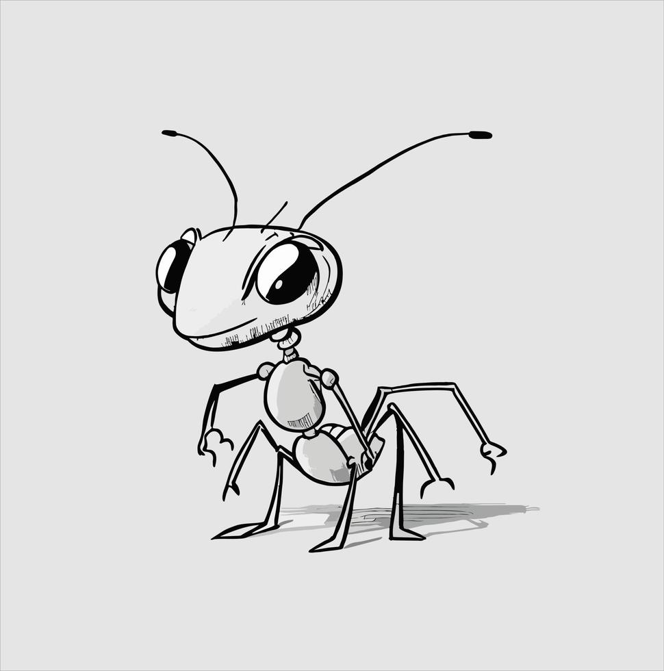 negro hormiga dibujos animados vector ilustración. aislado blanco antecedentes. perfil hormiga lado ver insecto icono.