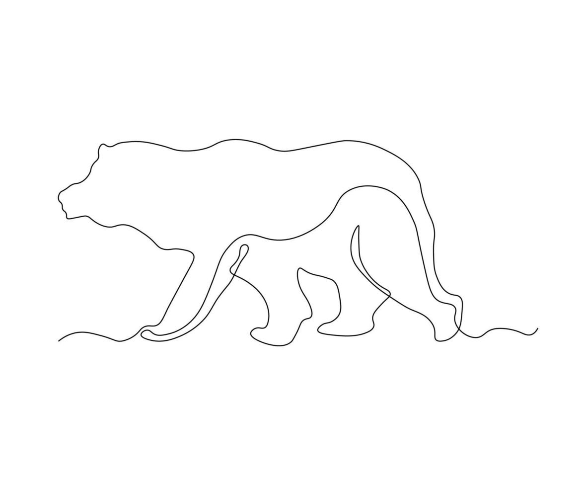 abstract Bear Continuous One Line Drawing vector