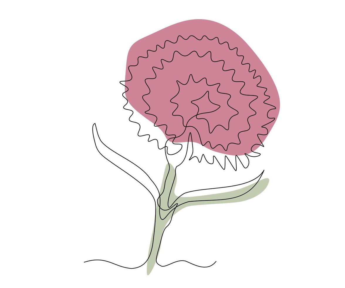 resumen clavel flor continuo uno línea dibujo vector