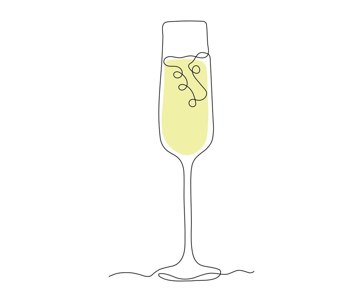 wine glass , champagne glass Continuous One Line Drawing vector