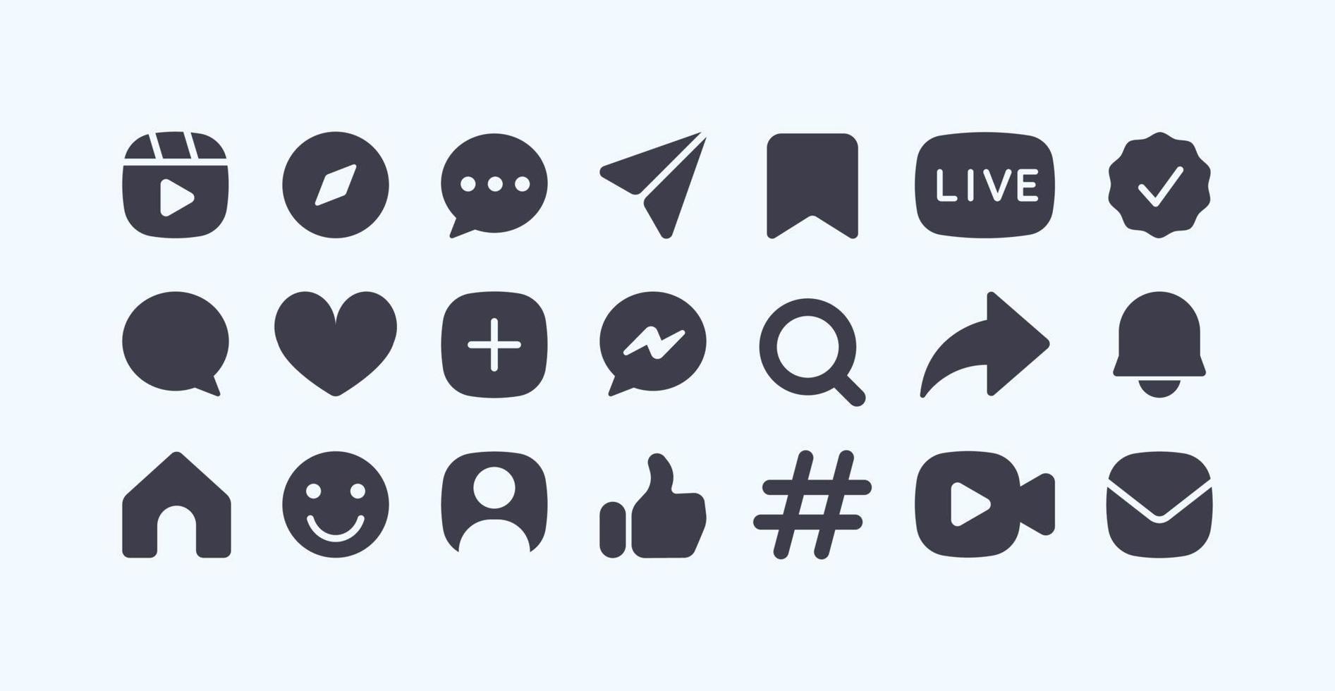 set of social media icon elements vector