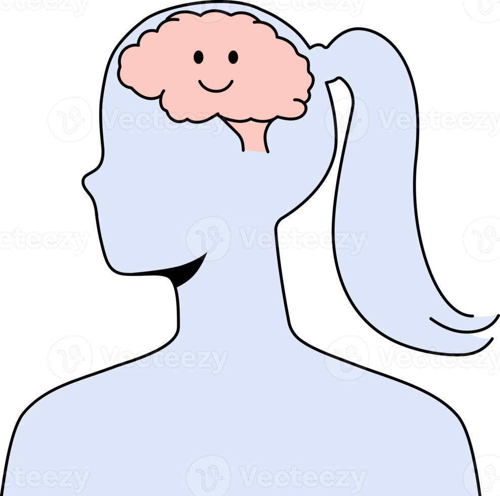 Smiling brain in woman head png
