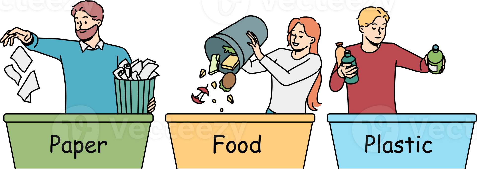 People sorting garbage png