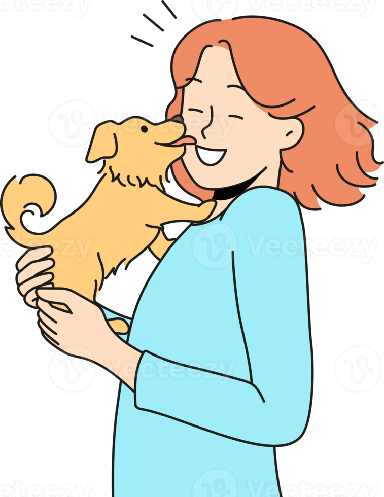 Funny puppy lick woman owner png