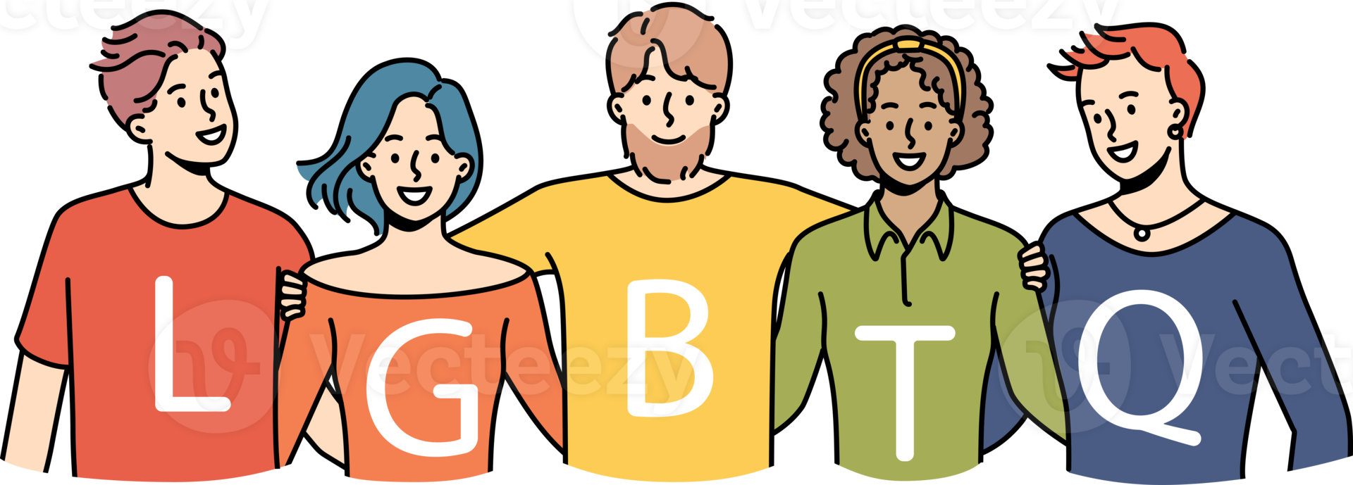 Smiling people support LGBTQ community png