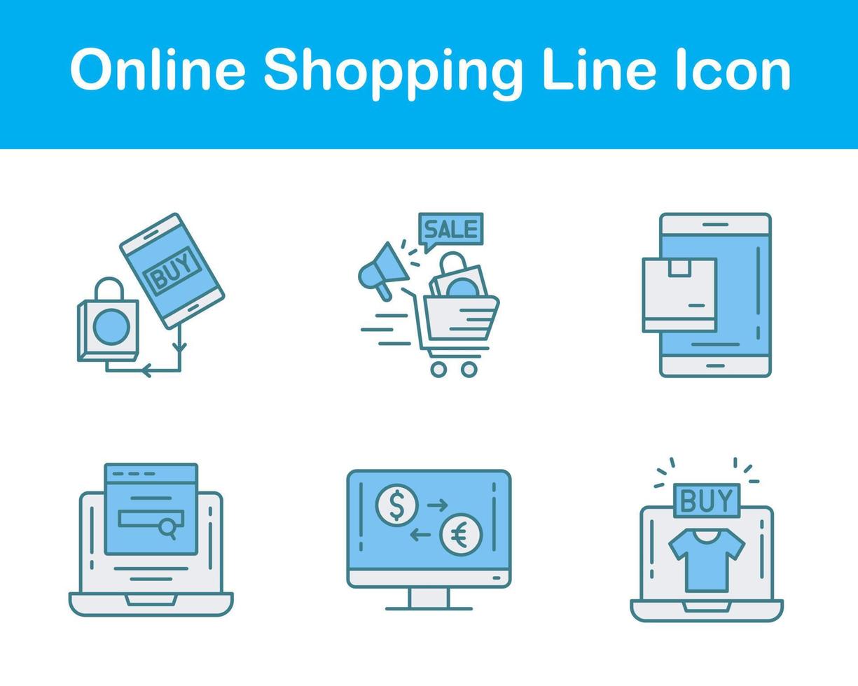 conjunto de iconos de vector de compras en línea