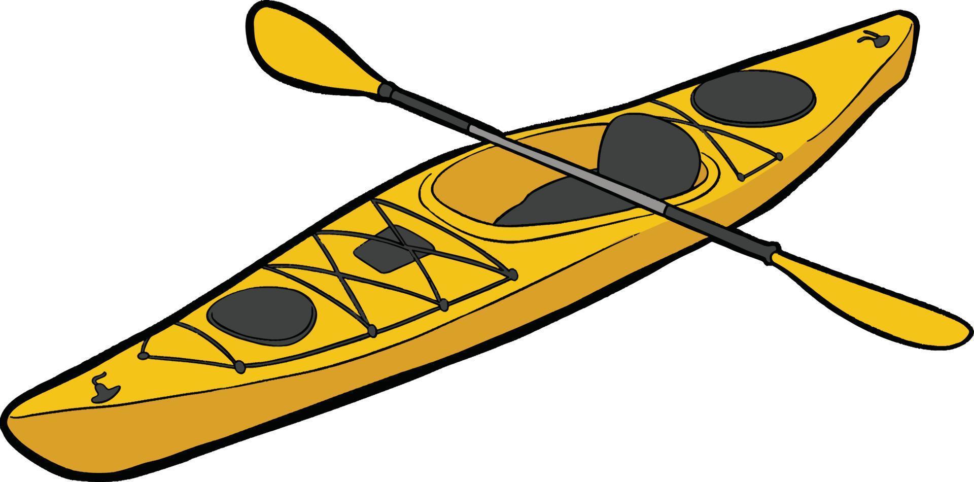 a yellow kayak boat sport vector