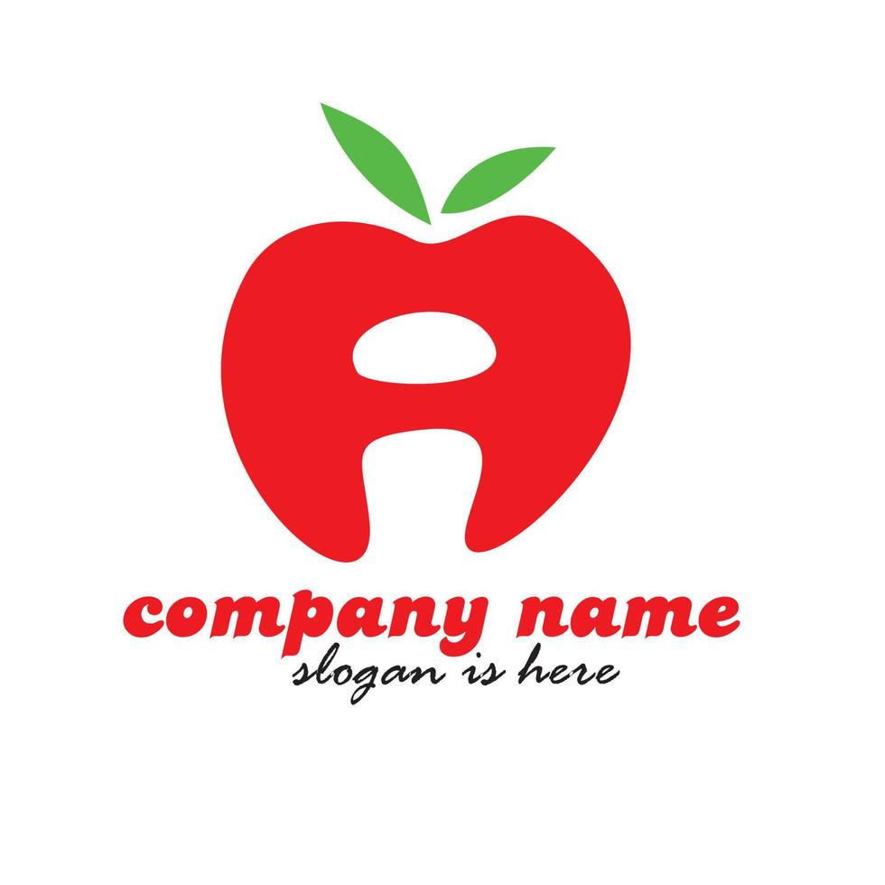 a alphabet apple logo design. fruit sign and symbol. nature element vector illustration.