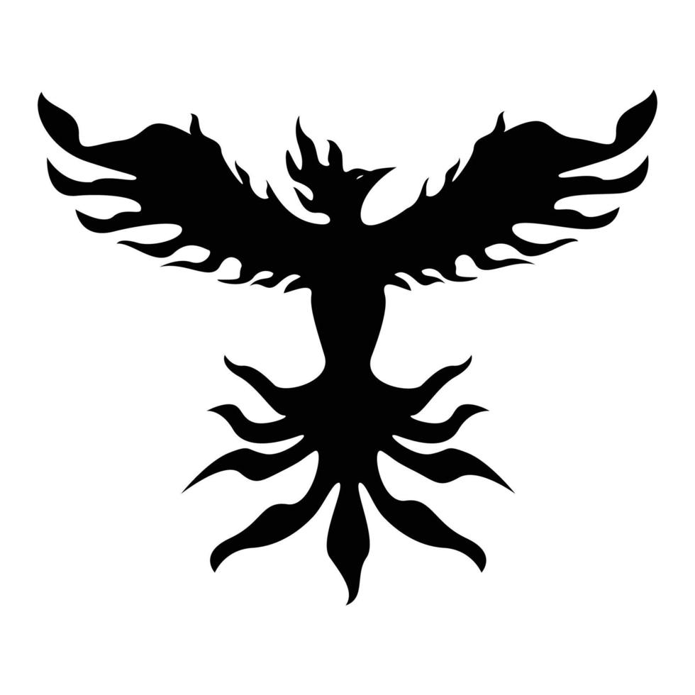 phoenix silhouette logo design. fire bird in mythology. vector