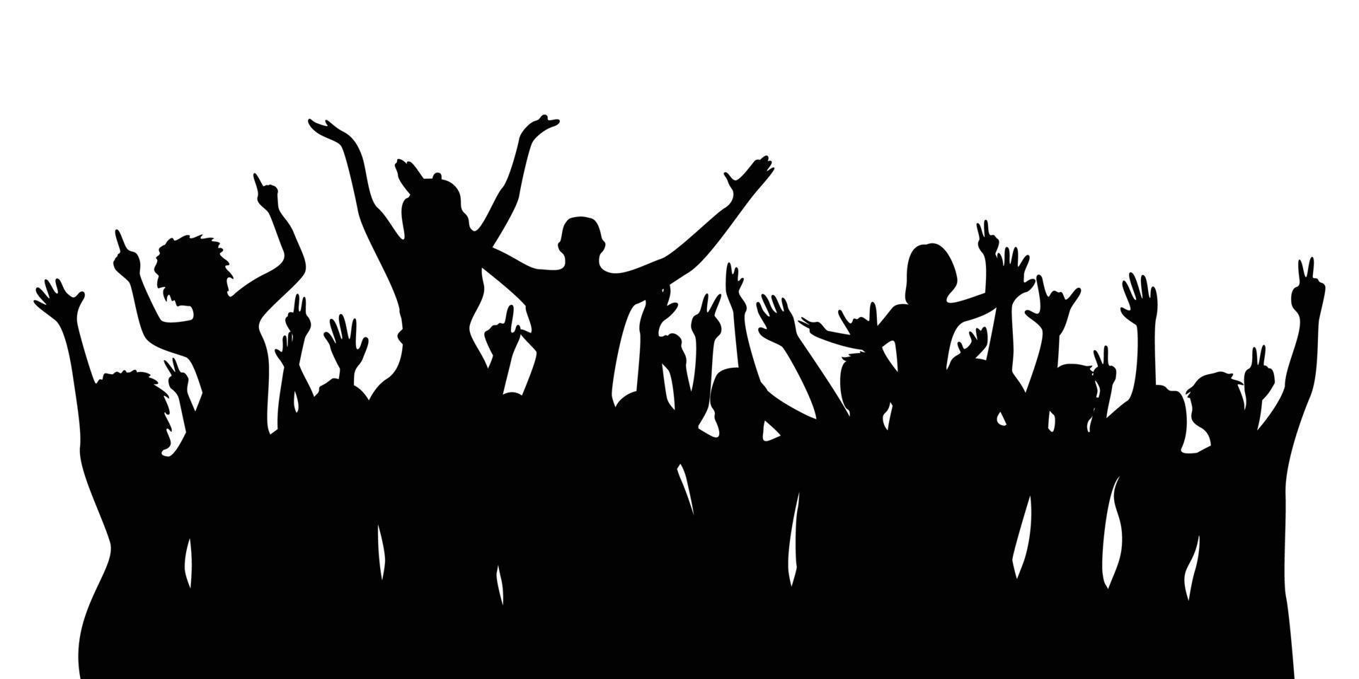 happy crowd people silhouette design. fun music party background. audience in concert. vector