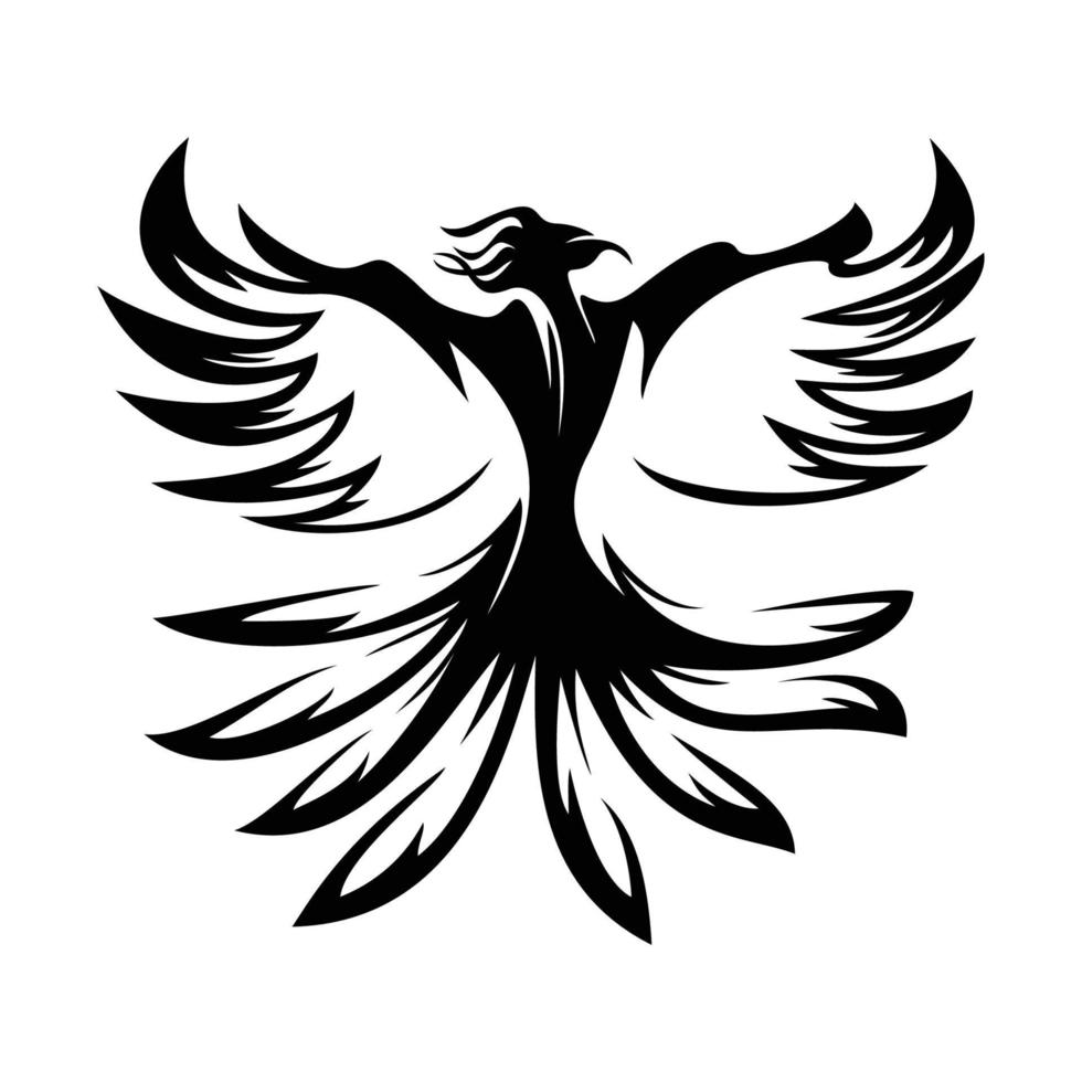 phoenix silhouette logo design. fire bird in mythology. vector