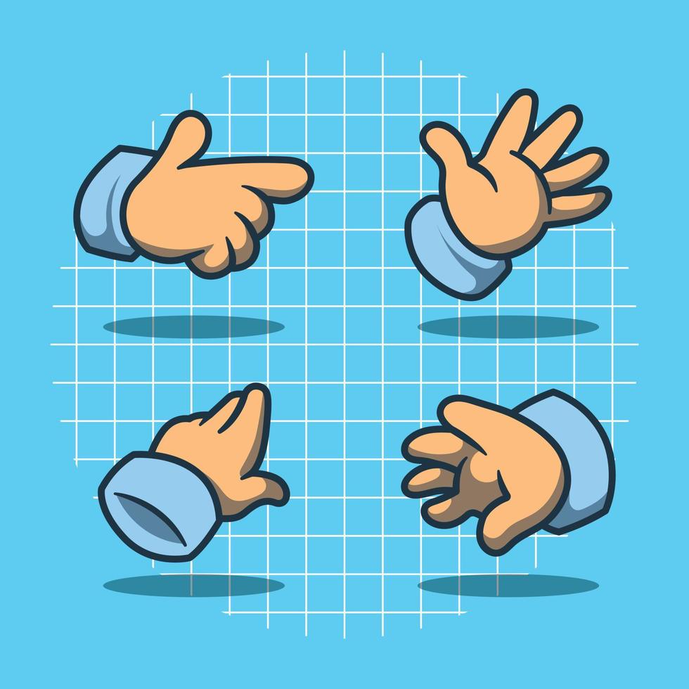 Hand set cartoon illustration vector