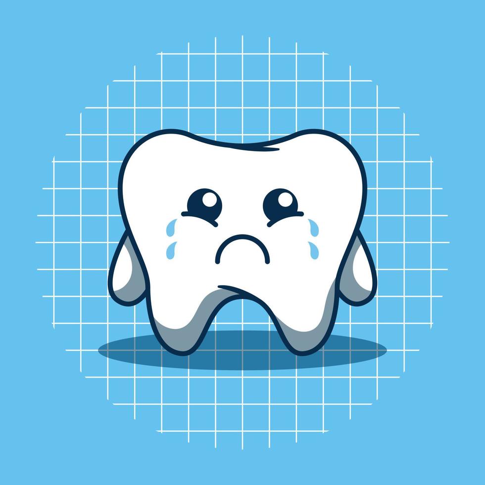 Cute Sad Teeth Cartoon Character Illustration vector